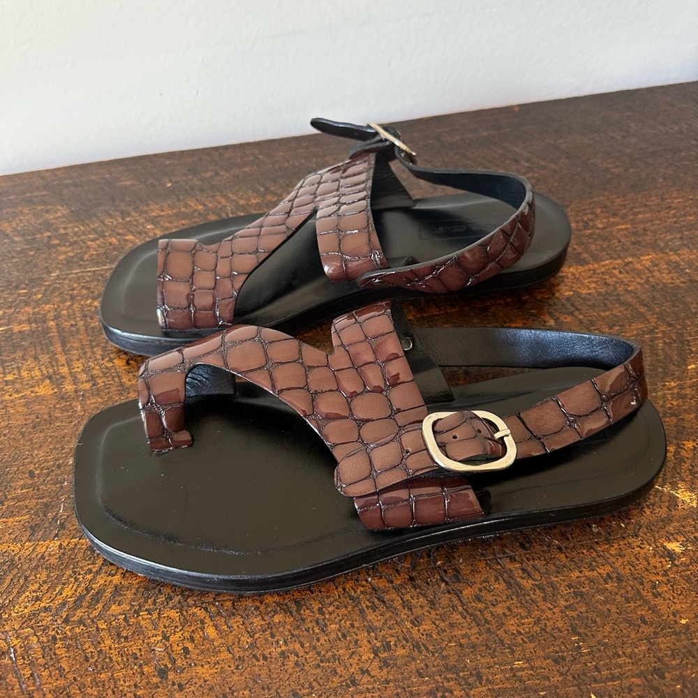 Rachel Comey “Lark” Brown Black Leather Sandals